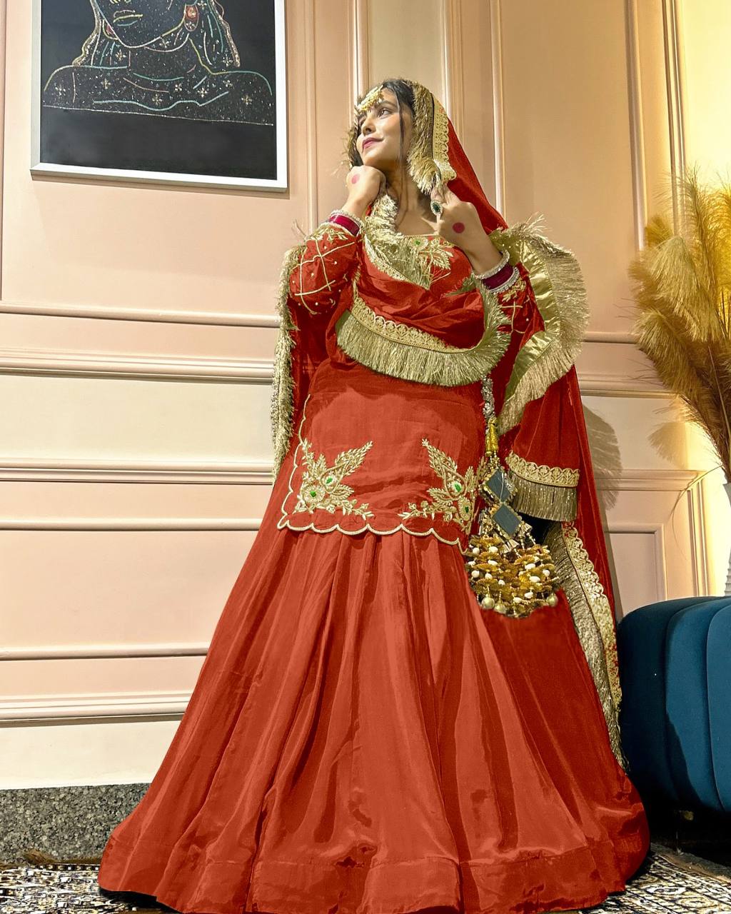 Deep Maroon Heritage Flared Silhouette